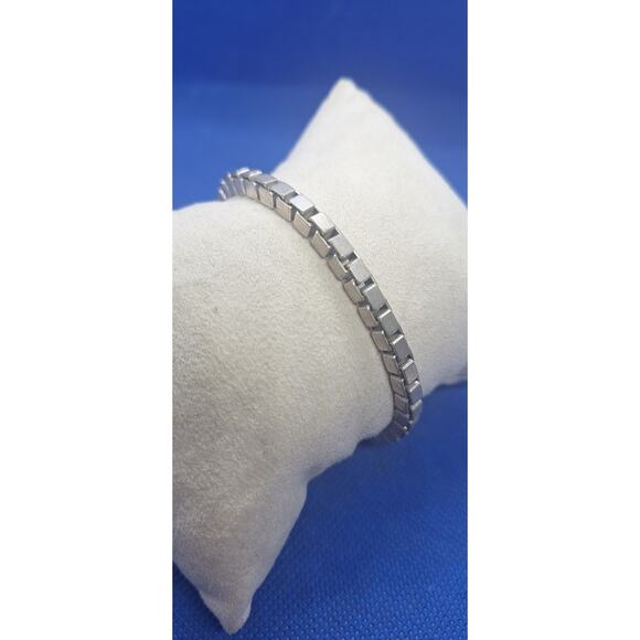 925 Sterling Silver 4.5 mm Heavy Box Chain Bracelet- Nickel Free- Italy- 8" - Picture 2 of 5